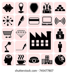 Set of 22 business high quality symbols or icons. Collection. Detailed design. Vector Illustration.