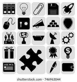Set of 22 business high quality icons or symbols. Collection. Flat design. Vector Illustration.