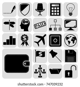 Set of 22 business high quality icons or symbols. Collection. Amazing desing. Vector Illustration.