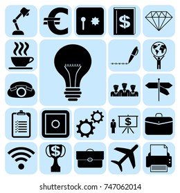 Set of 22 business high quality icons or symbols. Collection. Amazing desing. Vector Illustration.
