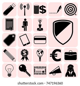 Set of 22 business high quality icons. Collection. Amazing desing. Vector Illustration.