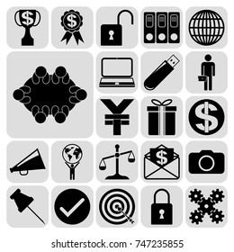 Set of 22 business high quality symbols. Collection. Detailed design. Vector Illustration.