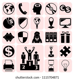 Set of 22 business icons. Collection. Flat design. Vector Illustration.