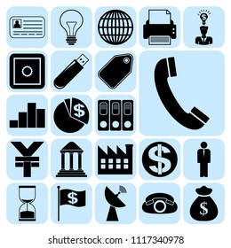 Set of 22 business icons. Collection. Flat design. Vector Illustration.