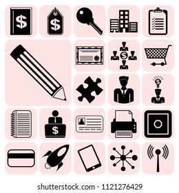 Set of 22 business icons. Collection. Flat design. Vector Illustration.