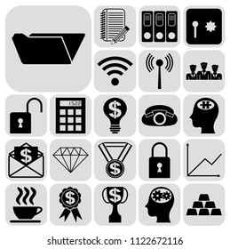 Set of 22 business icons. Collection. Flat design. Vector Illustration.