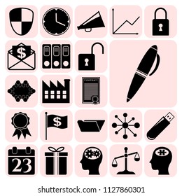 Set of 22 business icons. Collection. Flat design. Vector Illustration.
