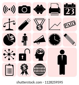 Set of 22 business icons. Collection. Flat design. Vector Illustration.