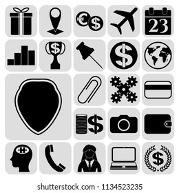 Set of 22 business icons. Collection. Flat design. Vector Illustration.