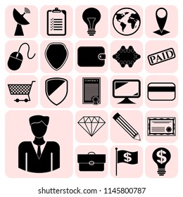 Set of 22 business icons. Collection. Flat design. Vector Illustration.