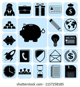  Set of 22 business icons. Collection. Flat design. Vector Illustration.