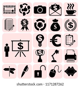 Set of 22 business icons. Collection. Flat design. Vector Illustration.