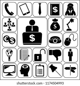 Set of 22 business icons. Collection. Flat design. Vector Illustration.