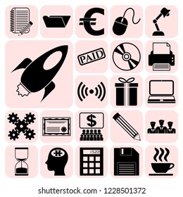 Set of 22 business icons. Collection. Flat design. Vector Illustration.