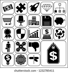 Set of 22 business icons. Collection. Flat design. Vector Illustration.
