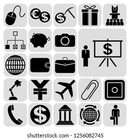 Set of 22 business icons. Collection. Flat design. Vector Illustration.