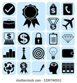 Set of 22 business icons. Collection. Flat design. Vector Illustration.