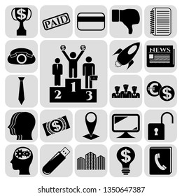 Set of 22 business icons. Collection. Flat design. Vector Illustration.