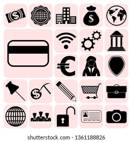 Set of 22 business icons. Collection. Flat design. Vector Illustration.