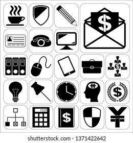 Set of 22 business icons. Collection. Flat design. Vector Illustration.