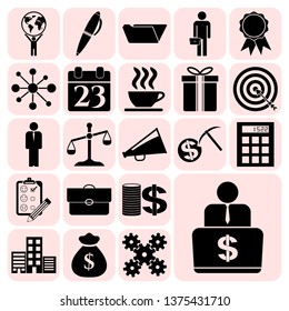 Set of 22 business icons. Collection. Flat design. Vector Illustration.