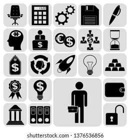 Set of 22 business icons. Collection. Flat design. Vector Illustration.