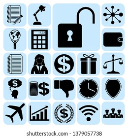 Set of 22 business icons. Collection. Flat design. Vector Illustration.
