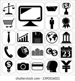 Set of 22 business icons. Collection. Detailed design. Vector Illustration.