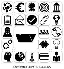 Set of 22 business icons. Collection. Flat design. Vector Illustration.