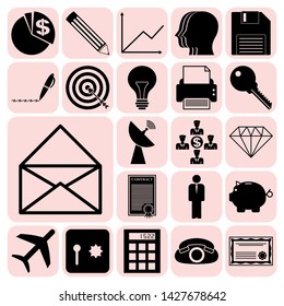 Set of 22 business icons. Collection. Flat design. Vector Illustration.