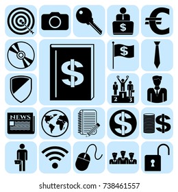 Set of 22 business icons. Collection. Flat design. Vector Illustration.