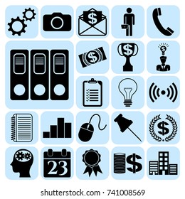 Set of 22 business icons. Collection. Detailed design. Vector Illustration.