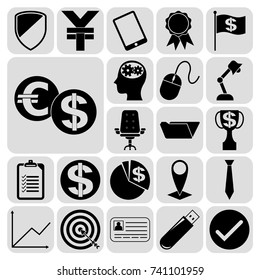 Set of 22 business icons. Collection. Detailed design. Vector Illustration.