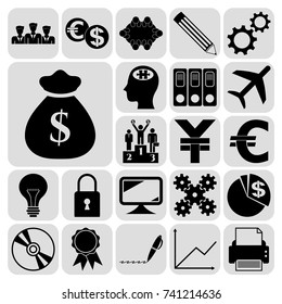 Set of 22 business icons. Collection. Flat design. Vector Illustration.