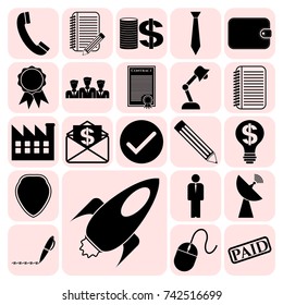 Set of 22 business icons. Collection. Flat design. Vector Illustration.