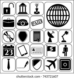 Set of 22 business icons. Collection. Flat design. Vector Illustration.