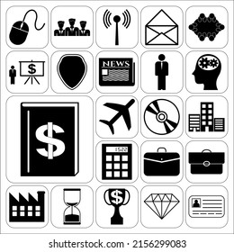 Set of 22 Business icons. Flat design. 