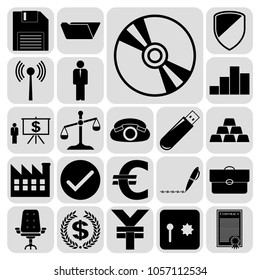  Set of 22 business icons, high quality. Collection. Detailed design. Vector Illustration.