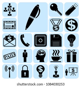  Set of 22 business icons, high quality. Collection. Detailed design. Vector Illustration.