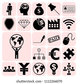 Set of 22 business icons, high quality. Collection. Flat design. Vector Illustration.