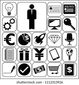  Set of 22 business icons, high quality. Collection. Detailed design. Vector Illustration.