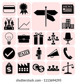  Set of 22 business icons, high quality. Collection. Detailed design. Vector Illustration.