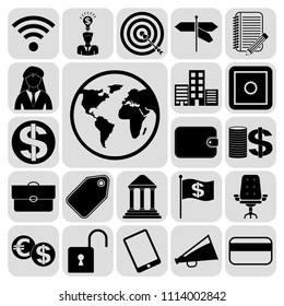  Set of 22 business icons, high quality. Collection. Detailed design. Vector Illustration.