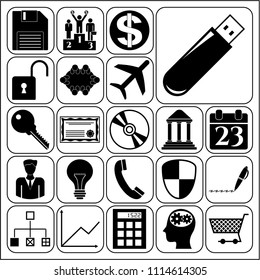 Set of 22 business icons, high quality. Collection. Flat design. Vector Illustration.