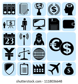 Set of 22 business icons, high quality. Collection. Flat design. Vector Illustration.