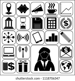 Set of 22 business icons, high quality. Collection. Amazing desing. Vector Illustration.
