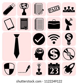 Set of 22 business icons, high quality. Collection. Detailed design. Vector Illustration.