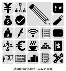 Set of 22 business icons, high quality. Collection. Detailed design. Vector Illustration.