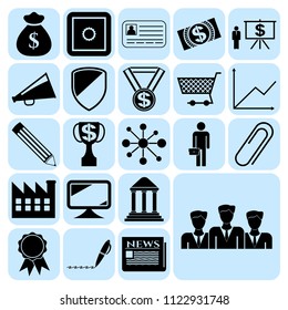 Set of 22 business icons, high quality. Collection. Flat design. Vector Illustration.