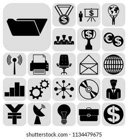 Set of 22 business icons, high quality. Collection. Amazing desing. Vector Illustration.